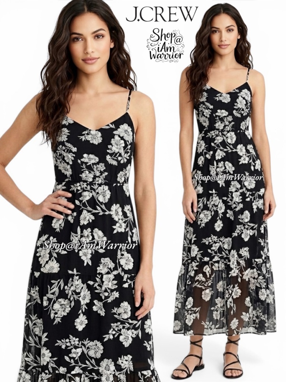 J.Crew NWT black & white floral maxi dress *shop@iamwarrior - Picture 2 of 6